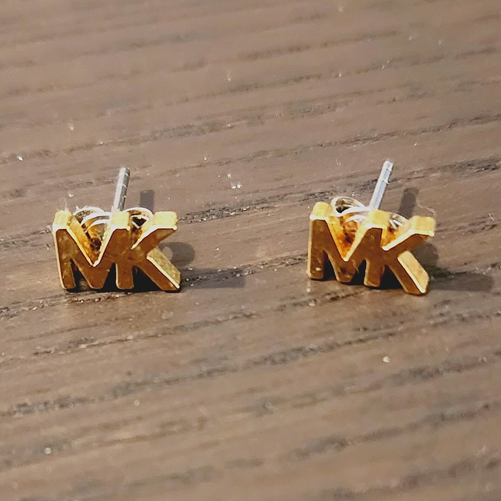 Michael Kors Gold MK stud earrings